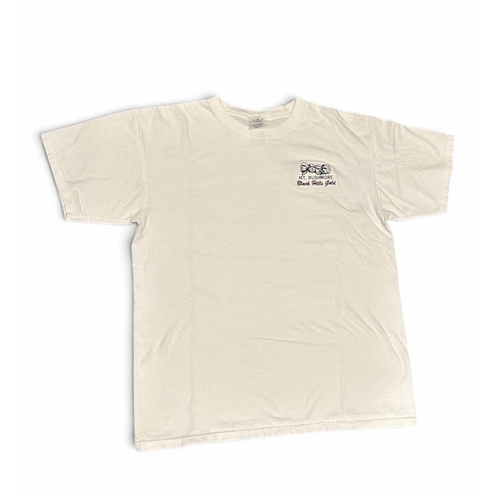 Vintage Mt. Rushmore T-shirt White Embroidered Anvil Size Large